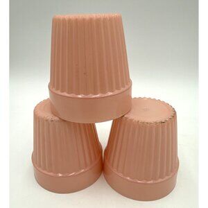 Vintage Pink Ribbed Glass Bowls Set Of 3 Mid-Century Modern Retro Cottagecore